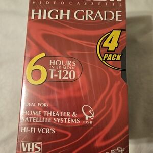 New Sealed Maxell High Grade VHS Tapes - 4 Pack T-120 6 HR